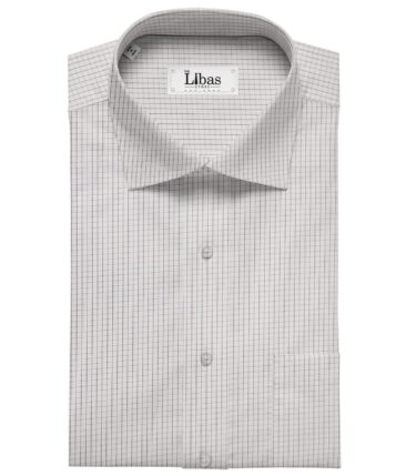Raymond Men's Dark Grey Pin Stripes Poly Viscose Trouser Fabric With Soktas White Checks Cotton Shirt Fabric (Unstitched Combo)