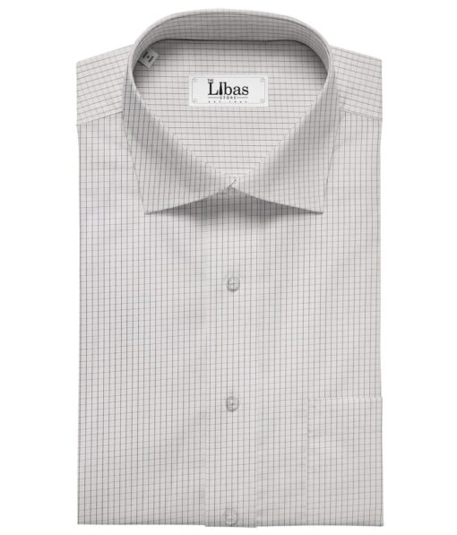 Raymond Men's Dark Grey Pin Stripes Poly Viscose Trouser Fabric With Soktas White Checks Cotton Shirt Fabric (Unstitched Combo)