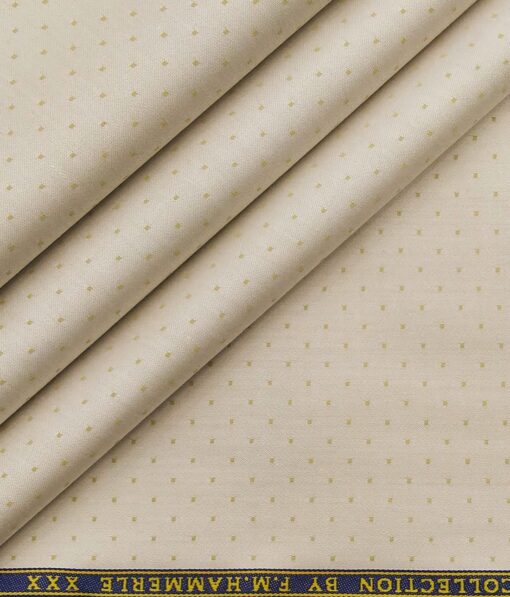 Raymond Men's Dark Brown Self Checks Poly Viscose Trouser Fabric With F.M. Hammerle Beige Dobby Cotton Shirt Fabric (Unstitched Combo)