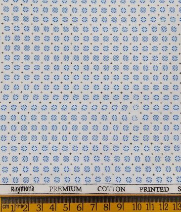 Raymond Men's Dark Firozi Blue Self Checks Poly Viscose Trouser Fabric With White Printed Cotton Shirt Fabric (Unstitched Combo)