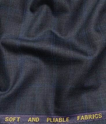 Raymond Men's Dark Firozi Blue Self Checks Poly Viscose Trouser Fabric With White Printed Cotton Shirt Fabric (Unstitched Combo)