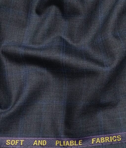 Raymond Men's Dark Firozi Blue Self Checks Poly Viscose Trouser Fabric With White Printed Cotton Shirt Fabric (Unstitched Combo)