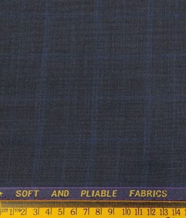 Raymond Men's Dark Firozi Blue Self Checks Poly Viscose Trouser Fabric With White Printed Cotton Shirt Fabric (Unstitched Combo)