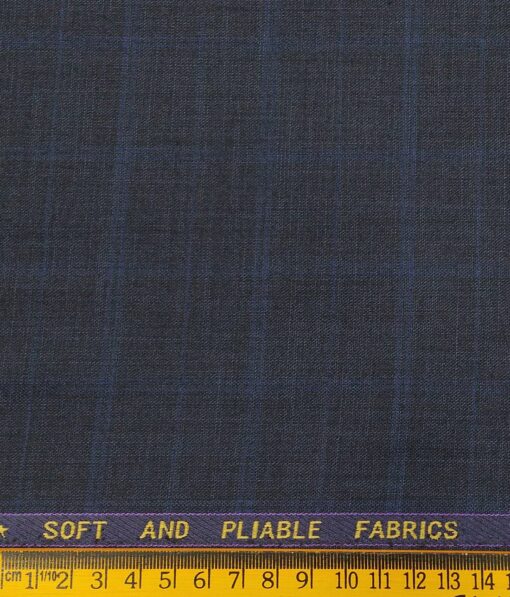 Raymond Men's Dark Firozi Blue Self Checks Poly Viscose Trouser Fabric With White Printed Cotton Shirt Fabric (Unstitched Combo)