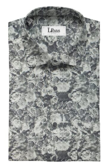 Raymond Men's Dark Grey Self Checks Poly Viscose Trouser Fabric With Monza Grey Floral Digital Print Cotton Shirt Fabric (Unstitched Combo)