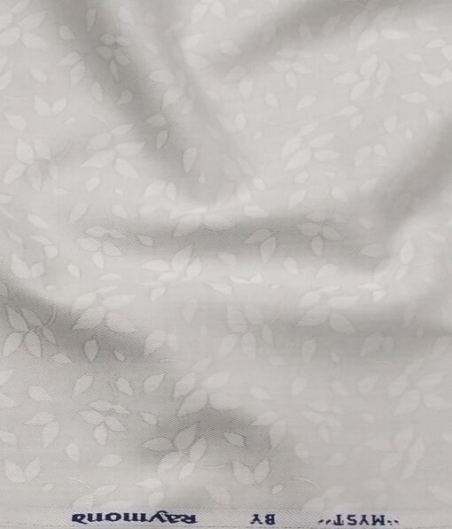 Raymond Men's Dark Grey Self Checks Poly Viscose Trouser Fabric With Light Grey Floral Jacquard Cotton Shirt Fabric (Unstitched Combo)