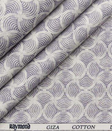 Raymond Men's Dark Blueish Purple Self Striped Poly Viscose Trouser Fabric With White & Purple Print Cotton Shirt Fabric (Unstitched Combo)