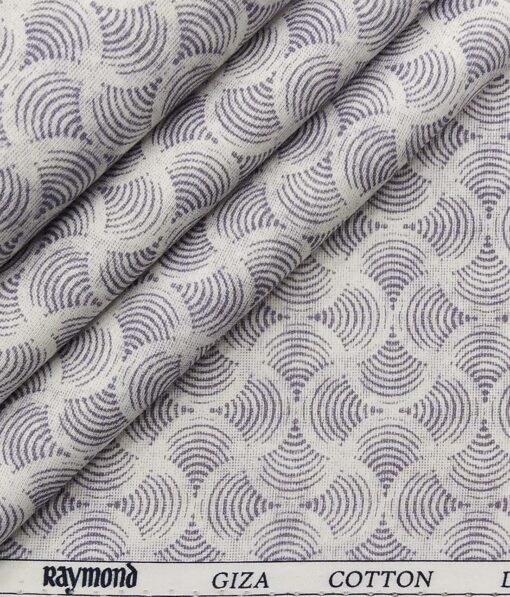 Raymond Men's Dark Blueish Purple Self Striped Poly Viscose Trouser Fabric With White & Purple Print Cotton Shirt Fabric (Unstitched Combo)