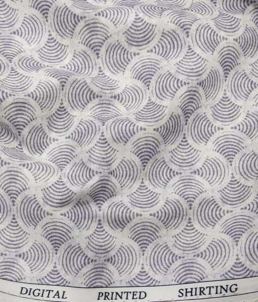 Raymond Men's Dark Blueish Purple Self Striped Poly Viscose Trouser Fabric With White & Purple Print Cotton Shirt Fabric (Unstitched Combo)