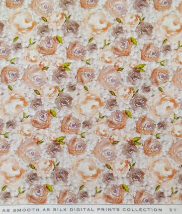 Raymond Men's Dark Brown Self Design Poly Viscose Trouser Fabric With Nemesis Peach Floral Digital Print Giza Cotton Shirt Fabric (Unstitched Combo)