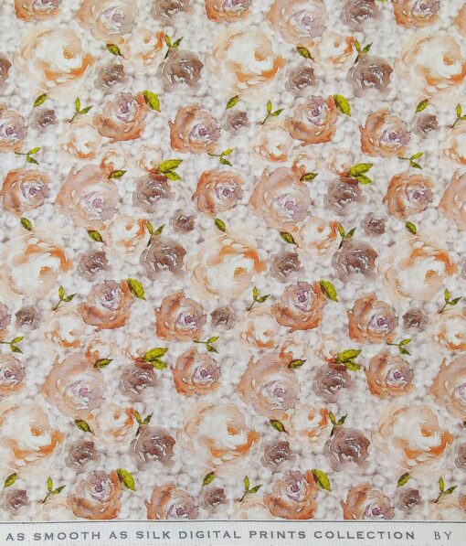 Raymond Men's Dark Brown Self Design Poly Viscose Trouser Fabric With Nemesis Peach Floral Digital Print Giza Cotton Shirt Fabric (Unstitched Combo)