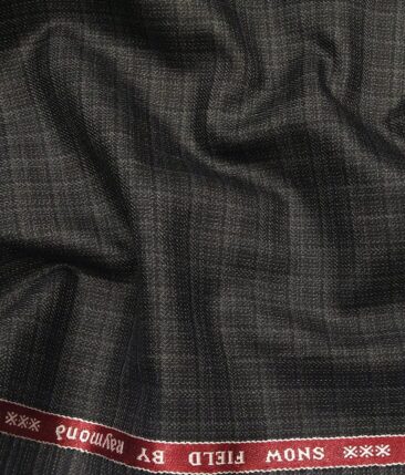 Raymond Men's Blackish Grey Self Checks Poly Viscose Trouser Fabric With Nemesis Light Grey Structured Cotton Shirt Fabric (Unstitched Combo)