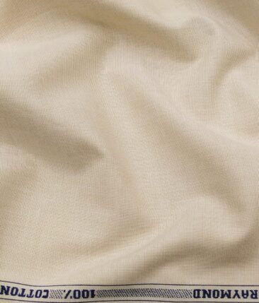 Raymond Men's 100% Premium Cotton Fil-a-Fil Unstitched Shirt Fabric (ButterMilk Beige