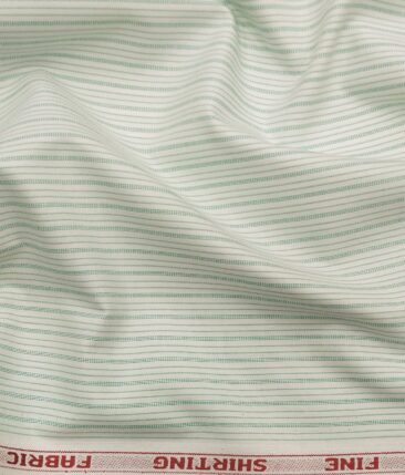 Raymond Men's 100% Premium Cotton Fern Green Unstitched Shirt Fabric (Off-White