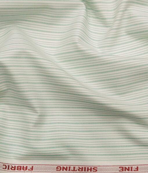 Raymond Men's 100% Premium Cotton Fern Green Unstitched Shirt Fabric (Off-White