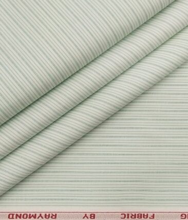 Raymond Men's 100% Premium Cotton Fern Green Unstitched Shirt Fabric (Off-White