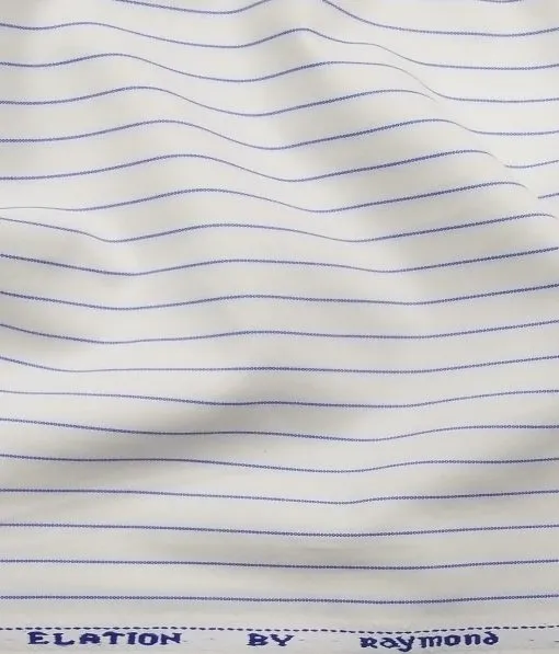 Raymond Men's Poly Cotton Royal Blue Pin Stripes Unstitched Shirt Fabric (White