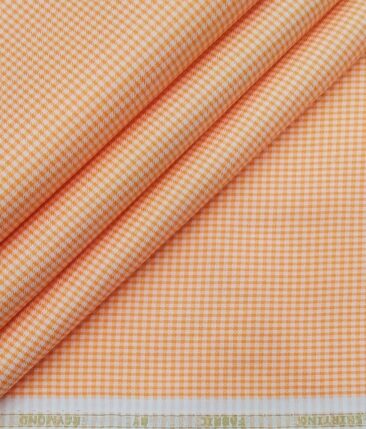 Raymond Men's Poly Cotton Orange Micro Checks Unstitched Shirt Fabric (White