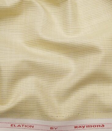 Raymond Men's Poly Cotton Self Stripes Unstitched Shirt Fabric (Light Yellow
