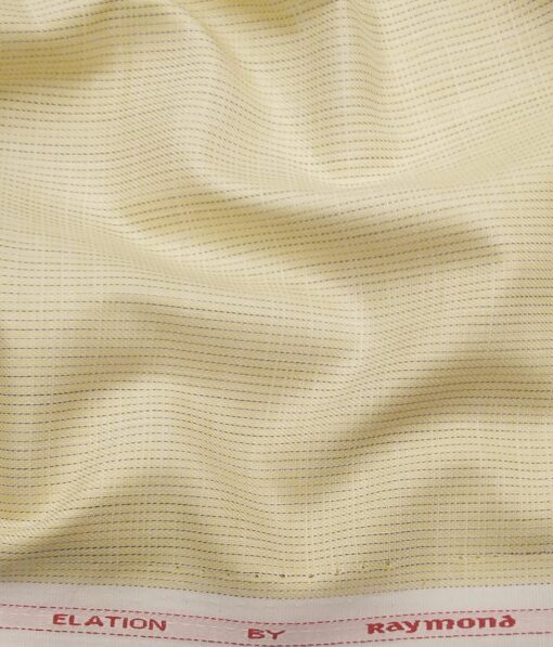 Raymond Men's Poly Cotton Self Stripes Unstitched Shirt Fabric (Light Yellow