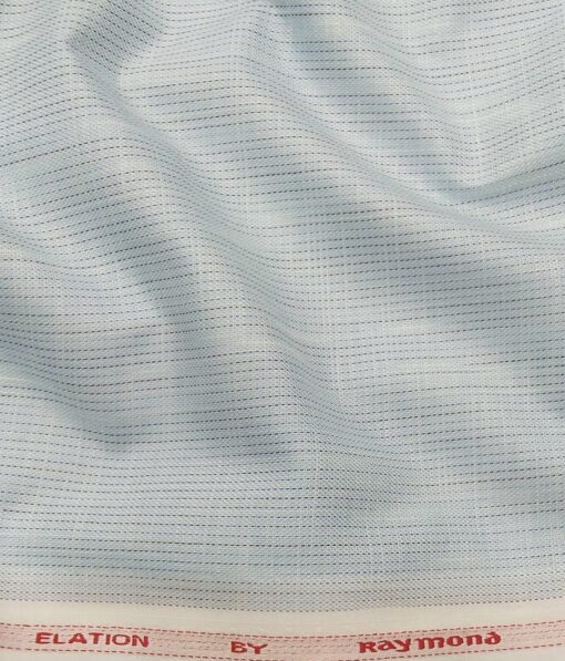Raymond Men's Poly Cotton Self Stripes Unstitched Shirt Fabric (Sky Blue