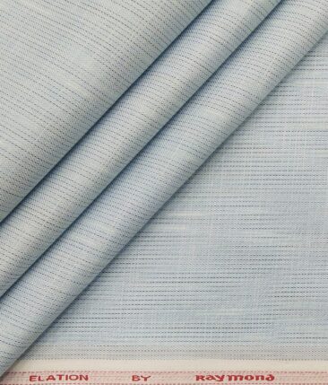 Raymond Men's Poly Cotton Self Stripes Unstitched Shirt Fabric (Sky Blue