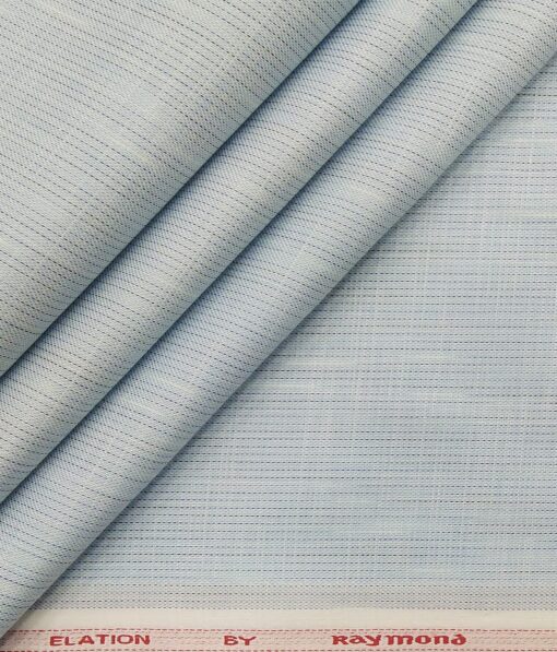 Raymond Men's Poly Cotton Self Stripes Unstitched Shirt Fabric (Sky Blue