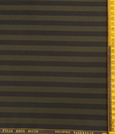 Donear Men's Striped Terry Rayon Unstitched Suiting Fabric (Coffee Brown)