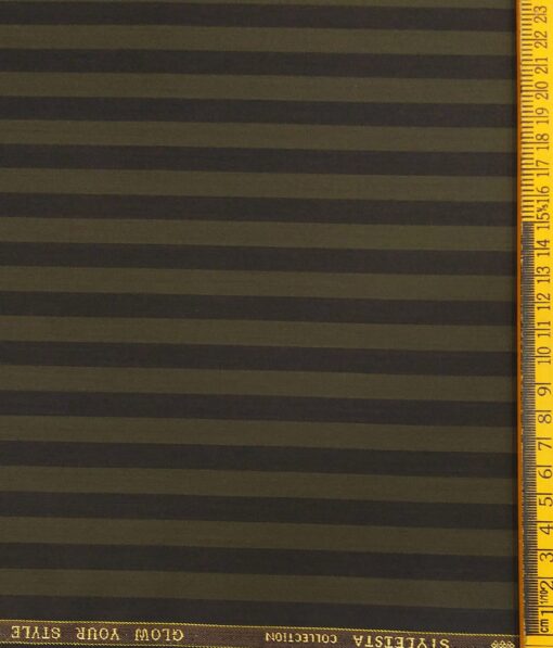 Donear Men's Striped Terry Rayon Unstitched Suiting Fabric (Coffee Brown)