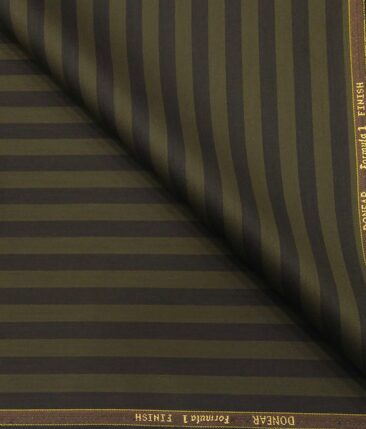 Donear Men's Striped Terry Rayon Unstitched Suiting Fabric (Coffee Brown)