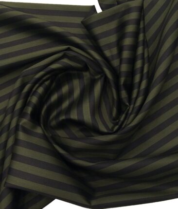 Donear Men's Striped Terry Rayon Unstitched Suiting Fabric (Green)