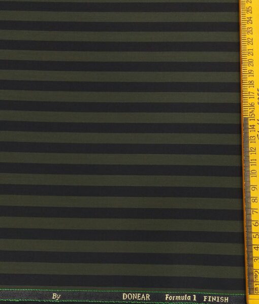 Donear Men's Striped Terry Rayon Unstitched Suiting Fabric (Green)