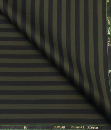 Donear Men's Striped Terry Rayon Unstitched Suiting Fabric (Green)