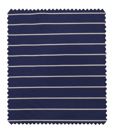 Donear Men's White Striped Terry Rayon Unstitched Suiting Fabric (Royal Blue)