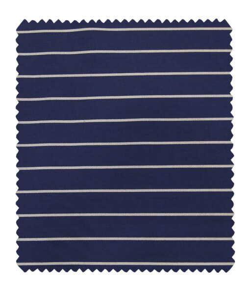Donear Men's White Striped Terry Rayon Unstitched Suiting Fabric (Royal Blue)