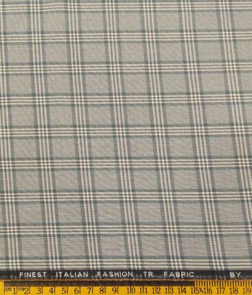 Donear Men's Checks Terry Rayon Unstitched Suiting Fabric (Beigish Grey)