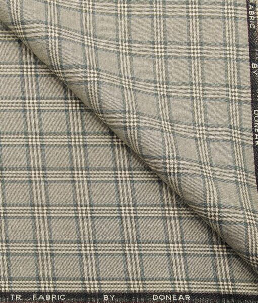 Donear Men's Checks Terry Rayon Unstitched Suiting Fabric (Beigish Grey)