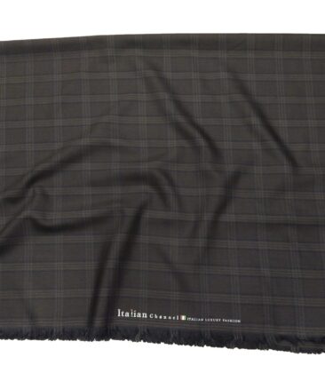 Italian Channel Men's Terry Rayon Checks Unstitched Suiting Fabric (Dark Brown)
