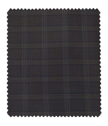 Italian Channel Men's Terry Rayon Checks Unstitched Suiting Fabric (Dark Brown)