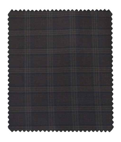 Italian Channel Men's Terry Rayon Checks Unstitched Suiting Fabric (Dark Brown)
