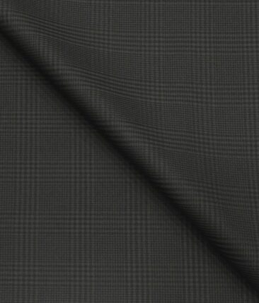 Italian Channel Men's Terry Rayon Self Checks Unstitched Suiting Fabric (Dark Grey)