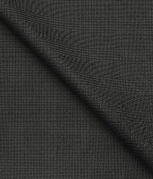 Italian Channel Men's Terry Rayon Self Checks Unstitched Suiting Fabric (Dark Grey)