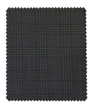 Italian Channel Men's Terry Rayon Checks Unstitched Suiting Fabric (Dark Grey)