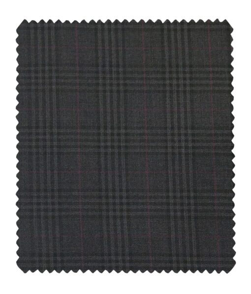 Italian Channel Men's Terry Rayon Checks Unstitched Suiting Fabric (Dark Grey)