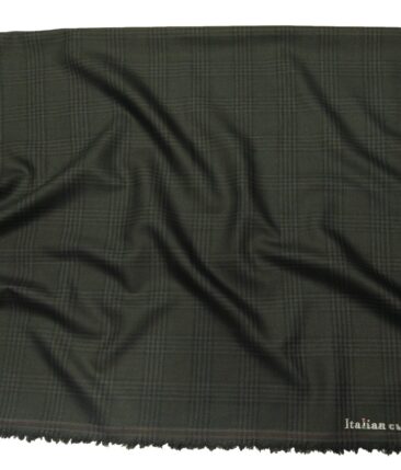Italian Channel Men's Terry Rayon Checks Unstitched Suiting Fabric (Moss Green)