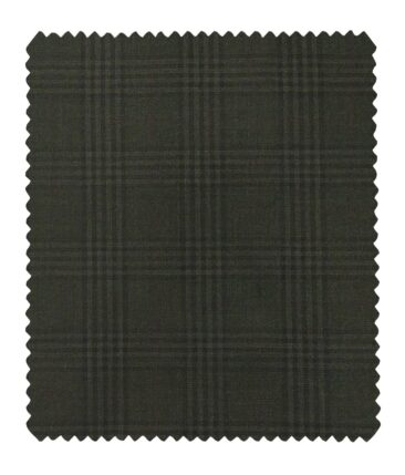 Italian Channel Men's Terry Rayon Checks Unstitched Suiting Fabric (Moss Green)