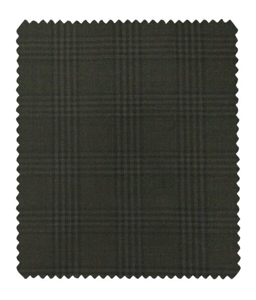 Italian Channel Men's Terry Rayon Checks Unstitched Suiting Fabric (Moss Green)