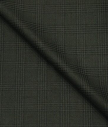 Italian Channel Men's Terry Rayon Checks Unstitched Suiting Fabric (Moss Green)