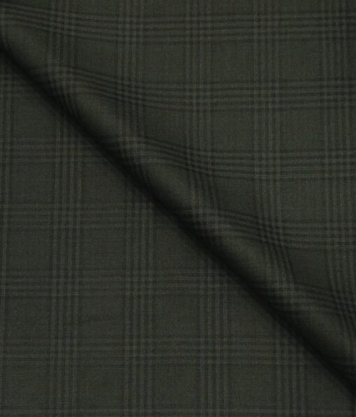 Italian Channel Men's Terry Rayon Checks Unstitched Suiting Fabric (Moss Green)