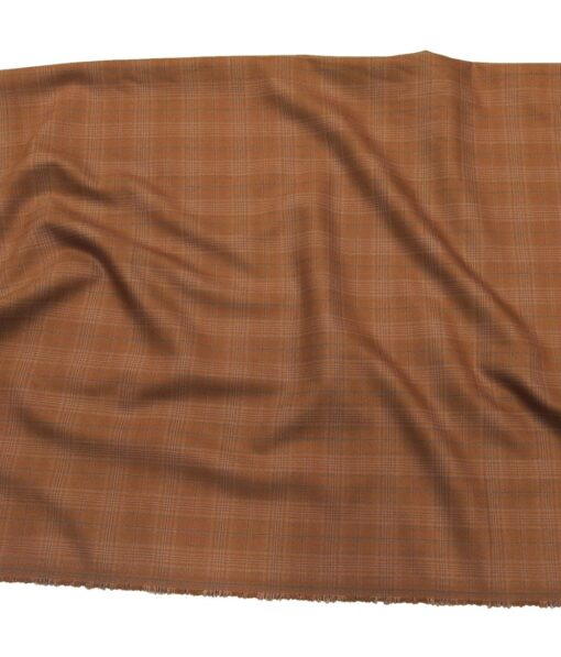 Italian Channel Men's Terry Rayon Self Checks Unstitched Suiting Fabric (Light Copper)